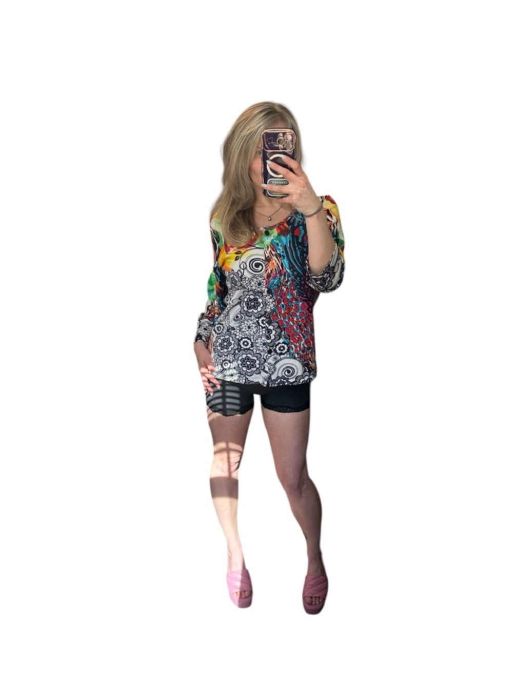 Vintage Y2K Era Mirror Image Colorful Abstract Artwork Button-Front Cardigan XL - Picture 7 of 7